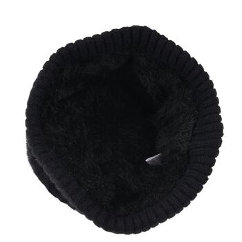 Strickm&uuml;tze mit Bommel, weiches Mischgewebe, Einheitsgr&ouml;&szlig;e, Schwarz