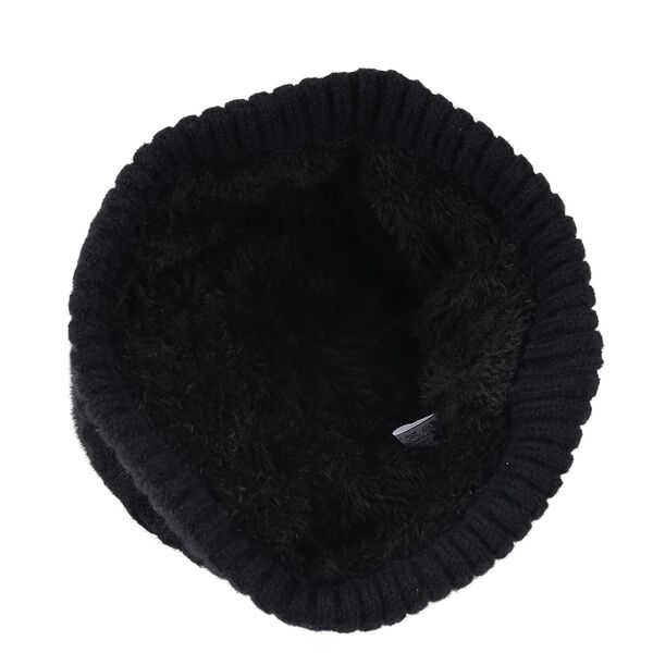 Strickm&uuml;tze mit Bommel, weiches Mischgewebe, Einheitsgr&ouml;&szlig;e, Schwarz image number 4