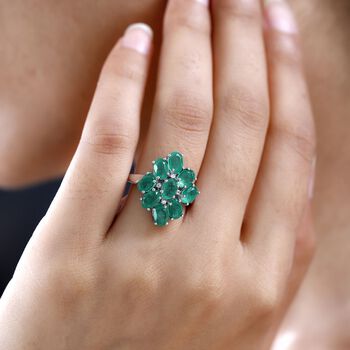 Smaragd Triplett Quarz und Zirkon Ring - 5,37 ct.