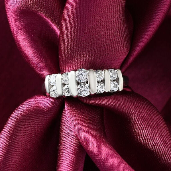 LUSTRO STELLA Hergestellt mit ZIRKONIA Ring 925 Silber Platin-Überzug (Größe 16.00) 1.35 ct image number 2