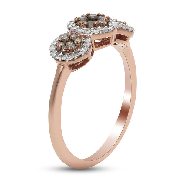 Champagner und Wei&szlig;er Diamant Ring 925 Silber Rosegold Vermeil image number 5