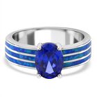 Tansanit Zirkonia, Simulierter Blauer Opal Ring 925 Silber rhodiniert (Größe 20.00)