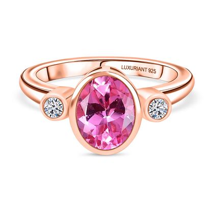 AAA Lab Grown Rosa Saphir, Lab Grown Diamant Ring 925 Silber 750 Ros&eacute;gold Vermeil (Gr&ouml;&szlig;e 17.00) ca. 2.70 ct