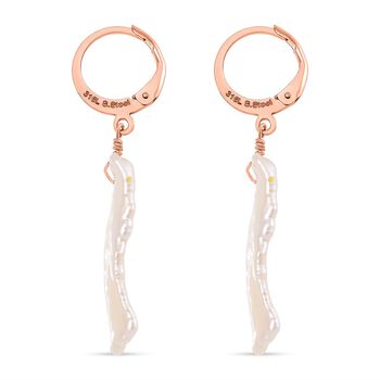 Wei&szlig;e Keshi Perle Ohrringe Reiner Edelstahl ros&eacute;vergoldet