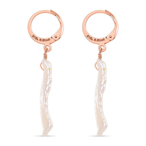 Wei&szlig;e Keshi Perle Ohrringe Reiner Edelstahl ros&eacute;vergoldet image number 4