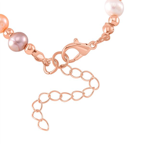 Mehrfarbiges Süßwasser Perle und Kristall Armband in Roségoldton image number 4