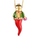 GP Spezial Kollektion - Afrikanischer, thailändischer Rubin und Diopsid Anhänger mit Kette, 925 Silber Gelbgold Vermeil ca. 0.92 ct