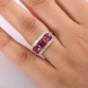 AAA Rubellit und Diamant Ring in 375 Gold - 3,86 ct.