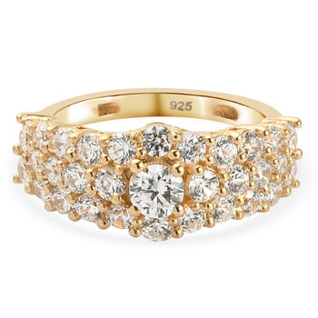 LUSTRO STELLA - feinster Zirkonia-Ring, 925 Silber vergoldet (Gr&ouml;&szlig;e 16.00)