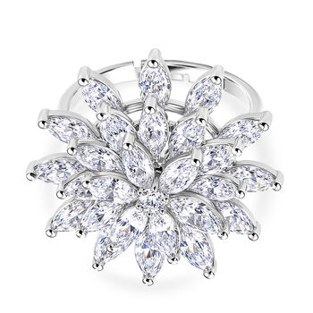 Wei&szlig;er Zirkonia Ring Nickelfreies Messing, flexibles (Gr&ouml;&szlig;e 17.00-18.00), Silberfarben