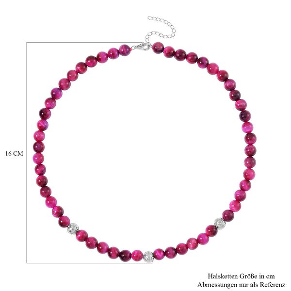 Rosane Tigerauge Halskette ca. 45 cm 925 Silber rhodiniert ca. 185.00 ct image number 5