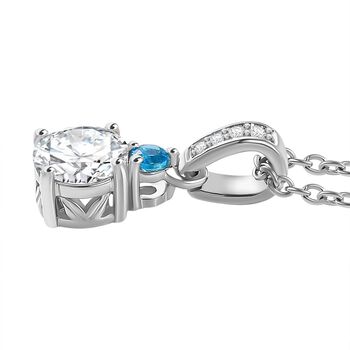 Moissanit, Neon Apatit Anh&auml;nger mit Kette, 925 Silber rhodiniert ca. 1.08 ct