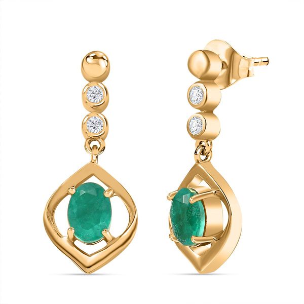 Smaragd Triplett Quarz und Zirkon Ohrringe - 1,96 ct.