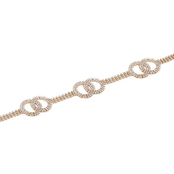 Kristall G&uuml;rtel ,100% Glaskristall und Metall, L130cm, 61g, gold image number 3