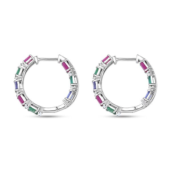 D'Joy AA Tansanit,Kagem Sambischer Smaragd und Moissanit Ohrringe 925 Silber rhodiniert (7-8 Werktage Lieferzeit) ca. 2.92 ct image number 3