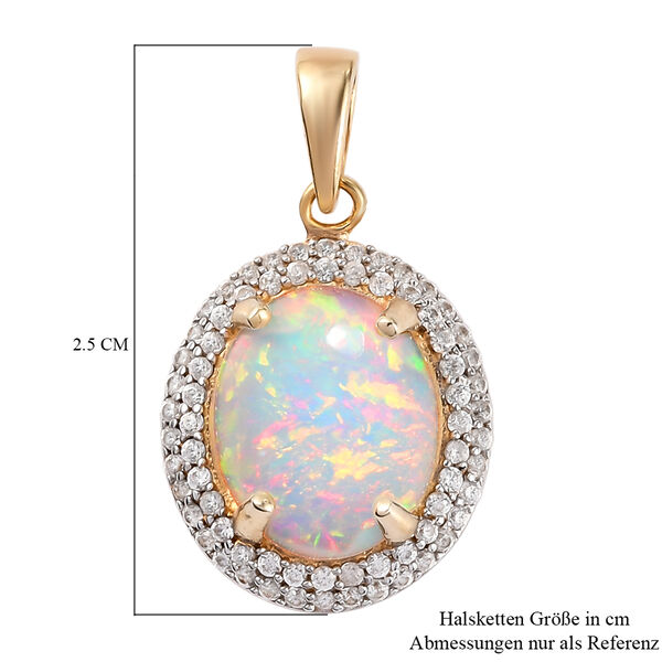 Nat&uuml;rlicher, &auml;thiopischer Opal und Zirkon Halo-Anh&auml;nger in Silber image number 6