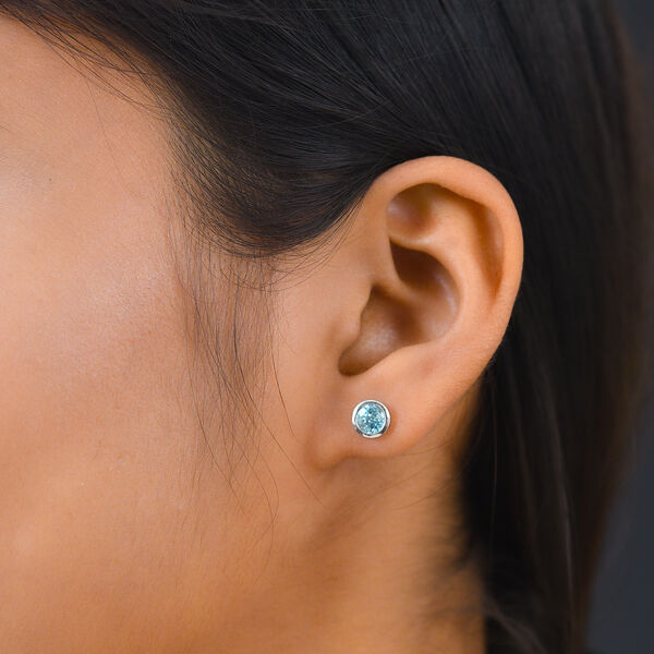 Kambodschanischer, blauer Zirkon-Ohrstecker, 925 Silber platiniert ca. 1,64 ct image number 3