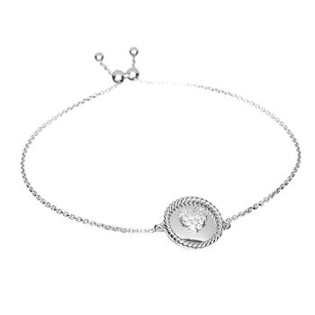 LUSTRO STELLA - Zirkonia Bolo Armband ca. 23 cm 925 Silber rhodiniert