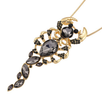Schwarzer und grauer Kristall Anh&auml;nger mit Kette ca. 63.5 cm + 5 cm Extender, Legierung Gelb