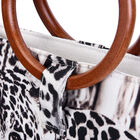 Handtasche mit Holzgriff, Leopardenmuster, Größe 32x12x29cm, Schwarz und Weiß image number 5