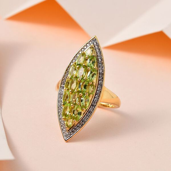 Natürlicher Peridot und Zirkon-Cocktail-Ring - 3,01 ct. image number 2