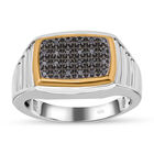 Schwarzer Diamant P Ring, 925 Silber Bicolor, (Größe 19.00), ca. 0.15 ct