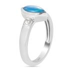 Blau gefärbter äthiopischer Opal und Zirkon Ring 925 Silber Platin-Überzug image number 4