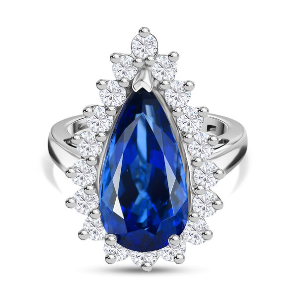 Rhapsody AAAA Tansanit, Weißer Diamant Ring 950 Platin (Größe 17.00) ca. 11,34 ct image number 0