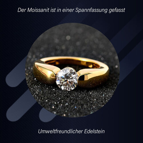Moissanit Ring in 925 Silber mit Gelbgold Vermeil - 0,94 ct. image number 2