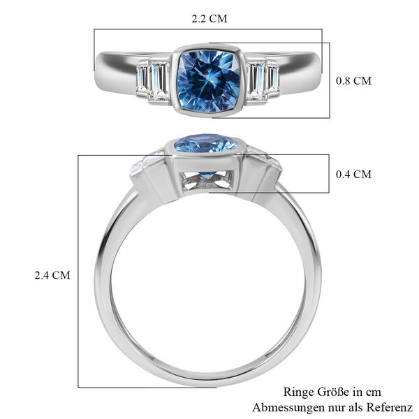 AA Blauer Zirkon, Wei&szlig;er Zirkon Ring, 925 Silber rhodiniert, (Gr&ouml;&szlig;e 19.00) ca. 1.83 ct image number 5