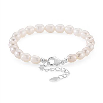Wei&szlig;es S&uuml;&szlig;wasser Perle Armband in Silberton