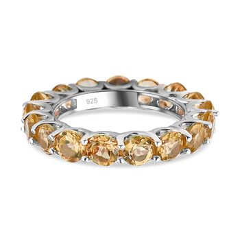 Citrin-Ring, 925 Silber platiniert (Gr&ouml;&szlig;e 19.00) ca. 4.39 ct