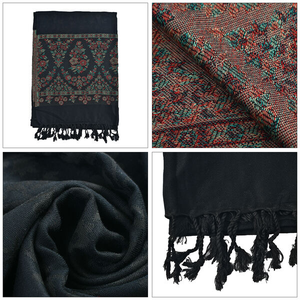 Jamawar Schal aus Viskose, schwarz image number 8