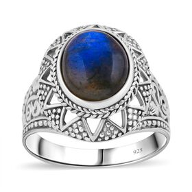 Labradorit Ring 925 Silber (Größe 16.00) ca. 6,35 ct