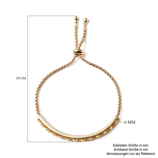 Flexibles gelbes Zirkonia Bolo-Armband, ca. 15-25 cm, goldfarben image number 5
