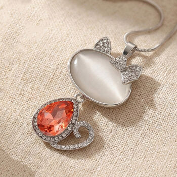 Erstellt wei&szlig;es Katzenaugen, Rosa Kristall Anh&auml;nger mit Kette ca. 63.5 cm + 5 cm Extender