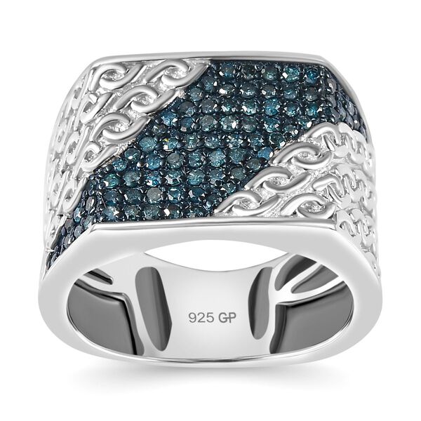 GP Art Déco Kollektion - Kanchanaburi blauer Saphir und blauer Diamant-Ring - 0,52 ct. image number 4