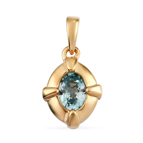 2er-Set Kambodschanischer blauer Zirkon Ring und Anhänger 925 Silber vergoldet ca. 2,62 ct image number 5