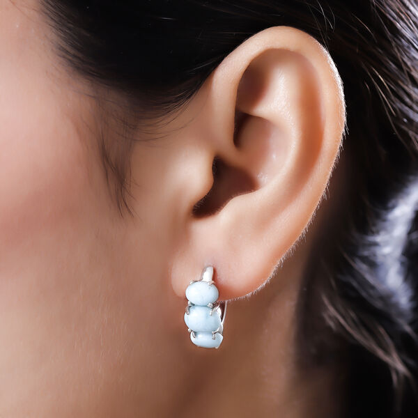 Larimar Creolen, 925 Silber platiniert ca. 6.41 ct image number 3