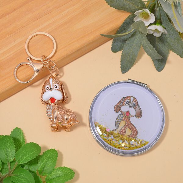 2er-Set - Mehrfarbiger Kristall-Schlüsselanhänger und Spiegel image number 1