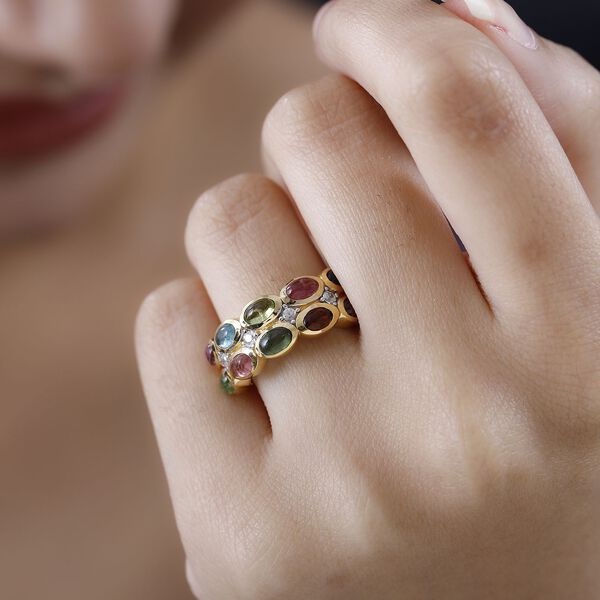 Nat&uuml;rlicher, mehrfarbiger Turmalin und Zirkon-Ring - 2,84 ct. image number 2
