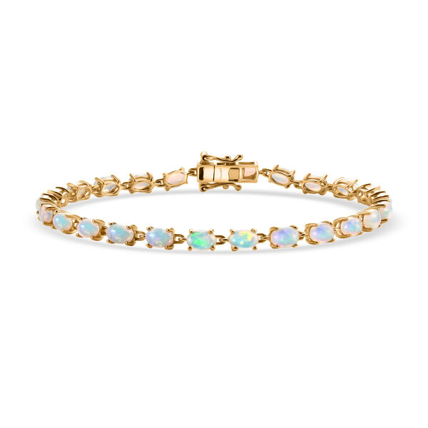 D'Joy AA Nat&uuml;rlicher, &auml;thiopischer Welo Opal Armband ca. 19 cm 925 Silber 750 Gelbgold vermeil ca. 7,04 ct.