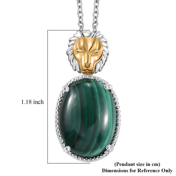 Zweifarbiger Malachit-Anhänger mit 50cm Kette und Löwenkopf - 17 ct. image number 6