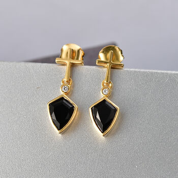 EverTrue AA schwarze Glasachat und Zirkon Ohrringe - 1,60 ct.