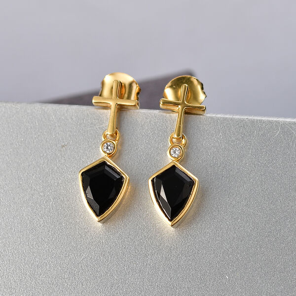 EverTrue AA schwarze Glasachat und Zirkon Ohrringe - 1,60 ct. image number 1