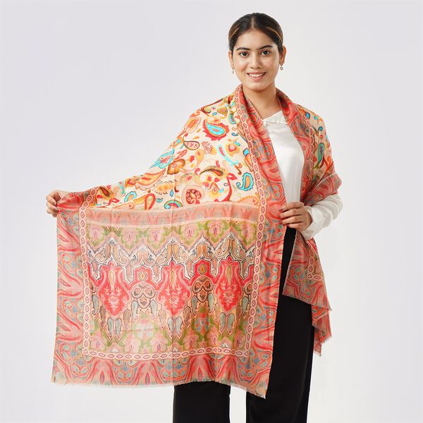 LA MAREY Schal aus 100% Premium-Kaschmir mit Digitaldruck, 70x200 cm, Paisleymuster image number 5