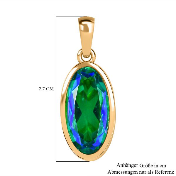 Pfau Quarz Triplette Anh&auml;nger 925 Silber 750 Gelbgold Vermeil ca. 5.12 ct image number 6