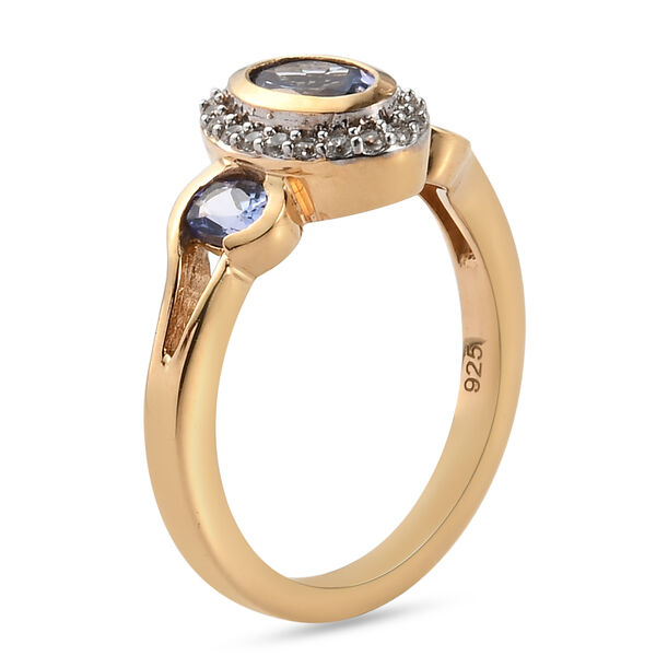 Tansanit und Zirkon Ring 925 Silber vergoldet  ca. 1,07 ct image number 5