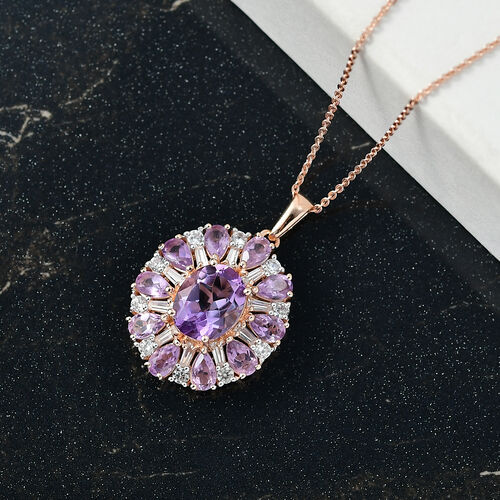 AAA Rose De France Amethyst Schmuckset 925 Silber 750 Roségold Vermeil ca. 6,30 ct. image number 1