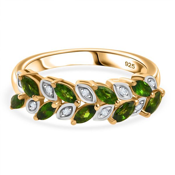 Nat&uuml;rlicher Chromdiopsid und Zirkon-Ring - 0,77 ct.